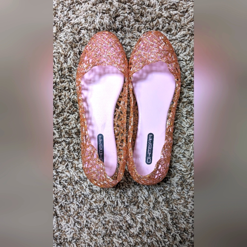 Pink Sparkly jelly shoes size 9